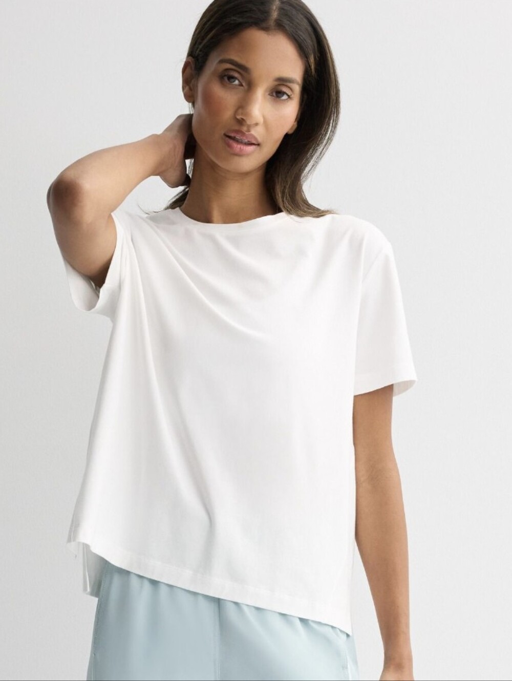 FLX Restore Women's Relaxed Crewneck Tee in White NWT Large